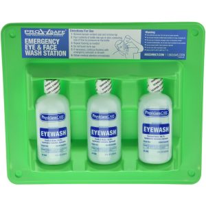 PRO-SAFE Pack of (3), 8 oz Bottles, Disposable Eyewash Triple Station 24-308MSC