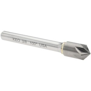 KEO Countersink: 3/8" Head Dia, 100.00 deg Included Angle, 6 Flute, Solid Carbide, Right Hand Cut 919-001-062