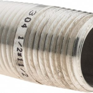VALUE COLLECTION Stainless Steel Pipe Nipple: 1/2" Pipe, Grade 304 & 304L 4BN1/2*11/2