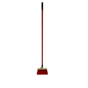 PRO-SOURCE 12" Wide, Red Polypropylene Bristles, 46-1/2" Vinyl-Coated Metal Handle, Angled Broom 45460862