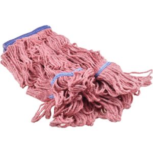 PRO-SOURCE Wet Mop Loop: Clamp Jaw, Large, Red Mop, Blended Fiber 45460888