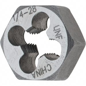 VALUE COLLECTION Hex Rethreading Die: 1/4-28, Right Hand, Carbon Steel 765 1/4-28