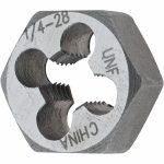 VALUE COLLECTION Hex Rethreading Die: 1/4-28, Right Hand, Carbon Steel 765 1/4-28
