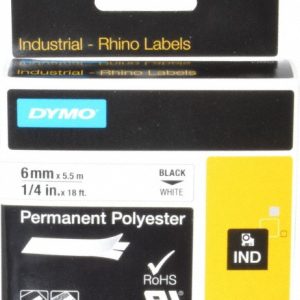 DYMO Label Maker Label: White, Polyester, 216" OAL, 1/4" OAW 1805442