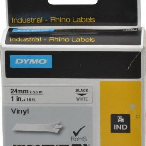 DYMO Label Maker Label: White, Vinyl, 216" OAL, 1" OAW 1805430