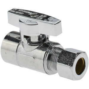 VALUE COLLECTION FIP 3/8 Inlet, 125 Max psi, Chrome Finish, Brass Water Supply Stop Valve 191-222HC