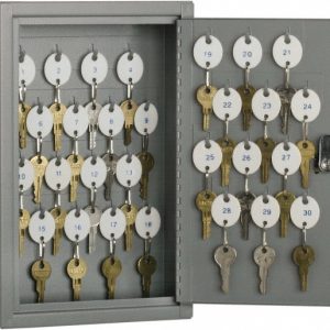 ABILITYONE Key Control; Type: Key Box ; Number of Keys: 30 ; Color: Gray ; Height (Inch): 12.25in ; Width (Inch): 8in ; Overall Depth: 2.5 7125011515435