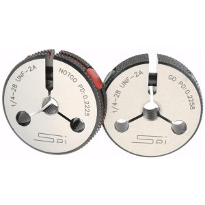 SPI Threaded Ring Gage: 1/4-28 Thread, Class 2A, Go & No Go 23-153-0