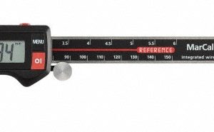 MAHR Electronic Caliper: 150.00 mm, 6", 0.0100 mm, 0.0005" Resolution, +/-0.03 mm, +/-0.0010" Accuracy, Data Output, Stainless Steel 4103401