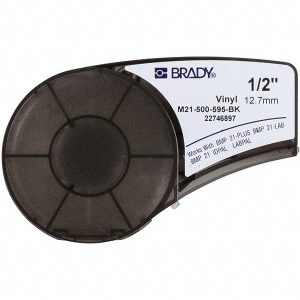 BRADY Label Maker Label: White & Black, Vinyl, 1 Roll 139742