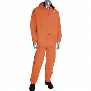 FALCON Rain Suit with Pants: Size X-Large, Non-Hazardous Protection, High-Visibility Orange, Polyester & PVC 201-360X1