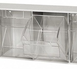 QUANTUM STORAGE 4 Compartment Gray Small Parts Tip Out Stacking Bin Organizer QTB304GY
