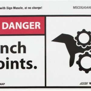ACCUFORMNMC Accident Prevention Label: "Danger - Pinch Points", Rectangle, 5" Wide, 3" High MSCDGA54AP