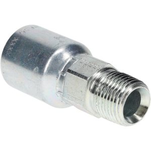 PARKER Hydraulic Hose Male Rigid Fitting: 0.5" ID, 8 mm, 1/2-14, 10,000 psi 10143-8-8