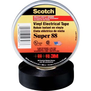 3M Electrical Tape: 1-1/2" Wide, 44' Long, 8.5 mil Thick, Black 7000058433