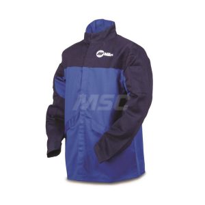 MILLER ELECTRIC Flame Resistant/Retardant & Welding Jacket: Size Medium, Cotton, Snaps Closure 258097