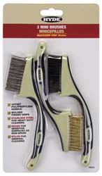 HYDE TOOLS Scratch Brush Set: Brass, Nylon & Stainless Steel, 0.1 mm Trim Length 46843