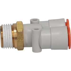 SMC PNEUMATICS Push-to-Connect Push-to-Connect Fitting: Y Connector, NPT, 1/2" OD KQ2U13-37AS