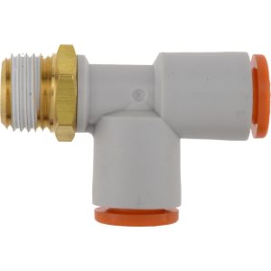 SMC PNEUMATICS Push-to-Connect Push-to-Connect Fitting: Run Tee, NPT, 1/4" OD KQ2Y07-34AS