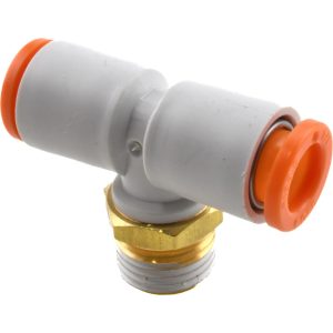 SMC PNEUMATICS Push-to-Connect Push-to-Connect Fitting: Branch Tee, NPT, 1/4" OD KQ2T07-34AS