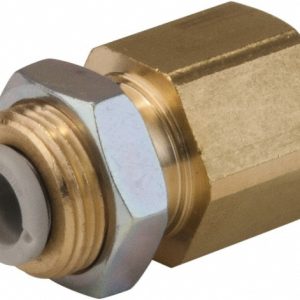 SMC PNEUMATICS Push-to-Connect Push-to-Connect Fitting: Bulkhead, BSPT, 12.00 mm OD KQ2E12-04A