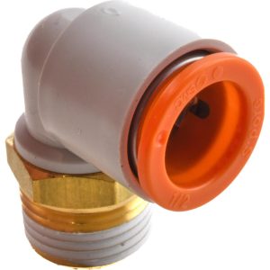 SMC PNEUMATICS Push-to-Connect Tube Fitting: Male Elbow, 3/8" Thread, 1/2" OD KQ2L13-36AS