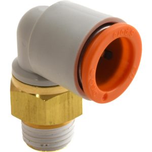 SMC PNEUMATICS Push-to-Connect Push-to-Connect Fitting: Elbow, NPT, 1/2" OD KQ2L13-35AS