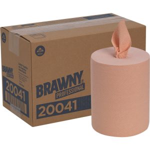 BRAWNY PROFESSIONAL D400 Disposable Cleaning Towels, Refill For Centerpull Bucket 20040", Orange 20041