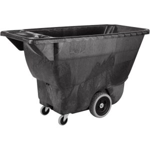 RUBBERMAID Tilt Dump Truck/Trash Cart/Garbage Collection/Recycling, 450 lbs 1/2 Cubic Yard Heavy Load Capacity with Wheels, Black FG9T1300BLA