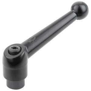 KIPP Threaded Hole Adjustable Clamping Handle: 3/8-16 Thread, 0.83" Hub Dia, Die Cast Zinc, Black K0116.3A41