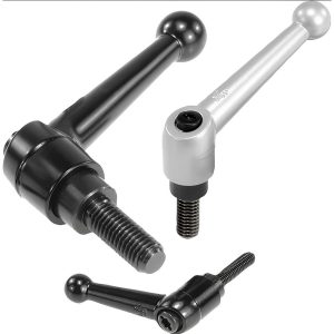 KIPP Threaded Stud Adjustable Clamping Handle: 1/4-20 Thread, 0.51" Hub Dia, Die Cast Zinc, Black K0116.1A21X20