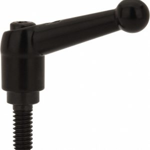 KIPP Threaded Stud Adjustable Clamping Handle: 1/4-20 Thread, 0.51" Hub Dia, Die Cast Zinc, Black K0116.1A21X15