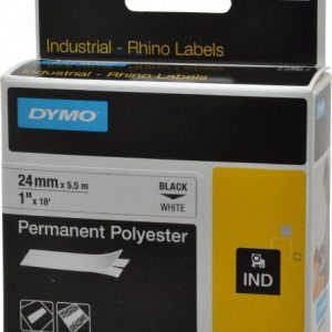 RHINO Label Maker Label: White, Permanent Polyester Tape, 216" OAL, 1" OAW 1734523