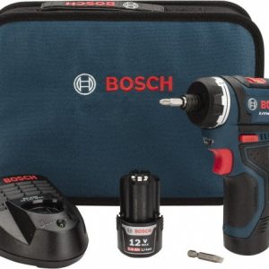 BOSCH Cordless Screwdriver: 12V, 1/4" Bit Holder, 600 RPM, 265 in/lb, 2 Speed PS21-2A