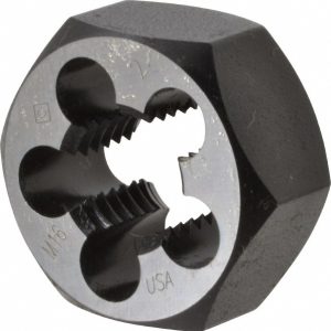CLE-LINE Hex Rethreading Die: M16x2, 5/8" Thick, Right Hand, Carbon Steel C65586