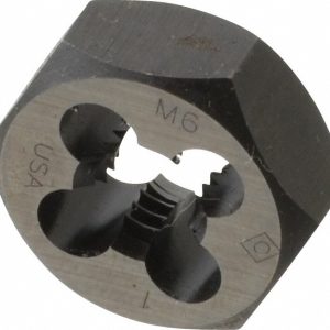 CLE-LINE Hex Rethreading Die: M6x1, 1/4" Thick, Right Hand, Carbon Steel C65581