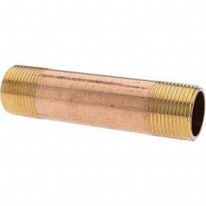 ANDERSON METALS Brass Pipe Nipple: Threaded on Both Ends, 4" OAL, NPT -11153-5