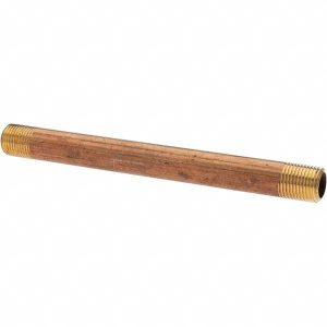 ANDERSON METALS Brass Pipe Nipple: Threaded on Both Ends, 4" OAL, NPT -11099-5