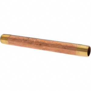 ANDERSON METALS Brass Pipe Nipple: Threaded on Both Ends, 6" OAL, NPT -10836-9