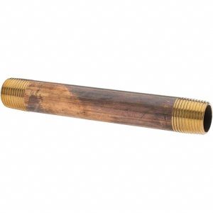 ANDERSON METALS Brass Pipe Nipple: Threaded on Both Ends, 4-1/2" OAL, NPT -10836-6