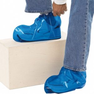 POLYCONVERSIONS Shoe Cover: Size 16, Chemical-Resistant, Polyolefin, Blue 49510
