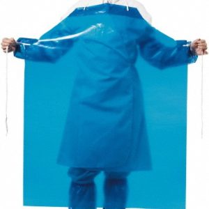 POLYCONVERSIONS Bib Apron: 45" Length, 6 mil Thick, Blue 45401