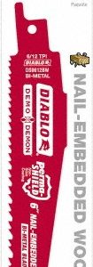 DIABLO Reciprocating Saw Blade: 6" Long, Bi-Metal DS0612BW5