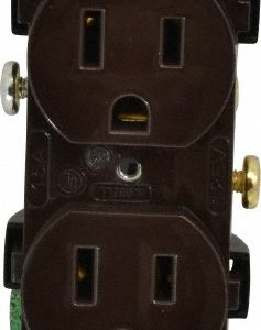 HUBBELL WIRING DEVICE-KELLEMS Straight Blade Duplex Receptacle: NEMA 5-15R, 15 Amps, Self-Grounding CR15
