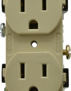 HUBBELL WIRING DEVICE-KELLEMS Straight Blade Duplex Receptacle: NEMA 5-15R, 15 Amps, Self-Grounding CR15I