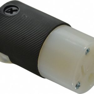 HUBBELL WIRING DEVICE-KELLEMS Straight Blade Connector: Hospital, 5-15R, 125VAC, Black & White HBL8219C