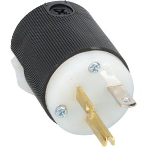HUBBELL WIRING DEVICE-KELLEMS Straight Blade Plug: 5-20P, 125VAC, Black & White HBL5366C