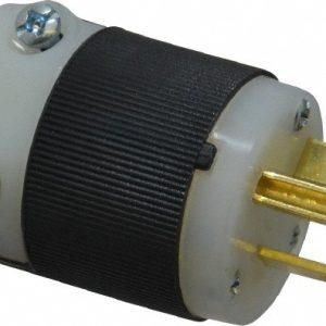 HUBBELL WIRING DEVICE-KELLEMS Straight Blade Plug: 6-20P, 250VAC, Black & White HBL5466C
