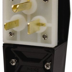 HUBBELL WIRING DEVICE-KELLEMS Straight Blade Plug: 6-50P, 250VAC, Black & White HBL9368