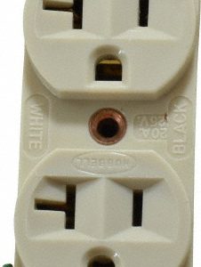 HUBBELL WIRING DEVICE-KELLEMS Straight Blade Duplex Receptacle: NEMA 5-20R, 20 Amps, Self-Grounding HBL5352I